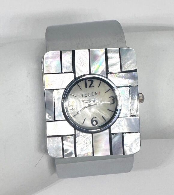 Trendz Abalone Shell Face Silver Cuff Watch with Fresh Battery #1004 main image 5